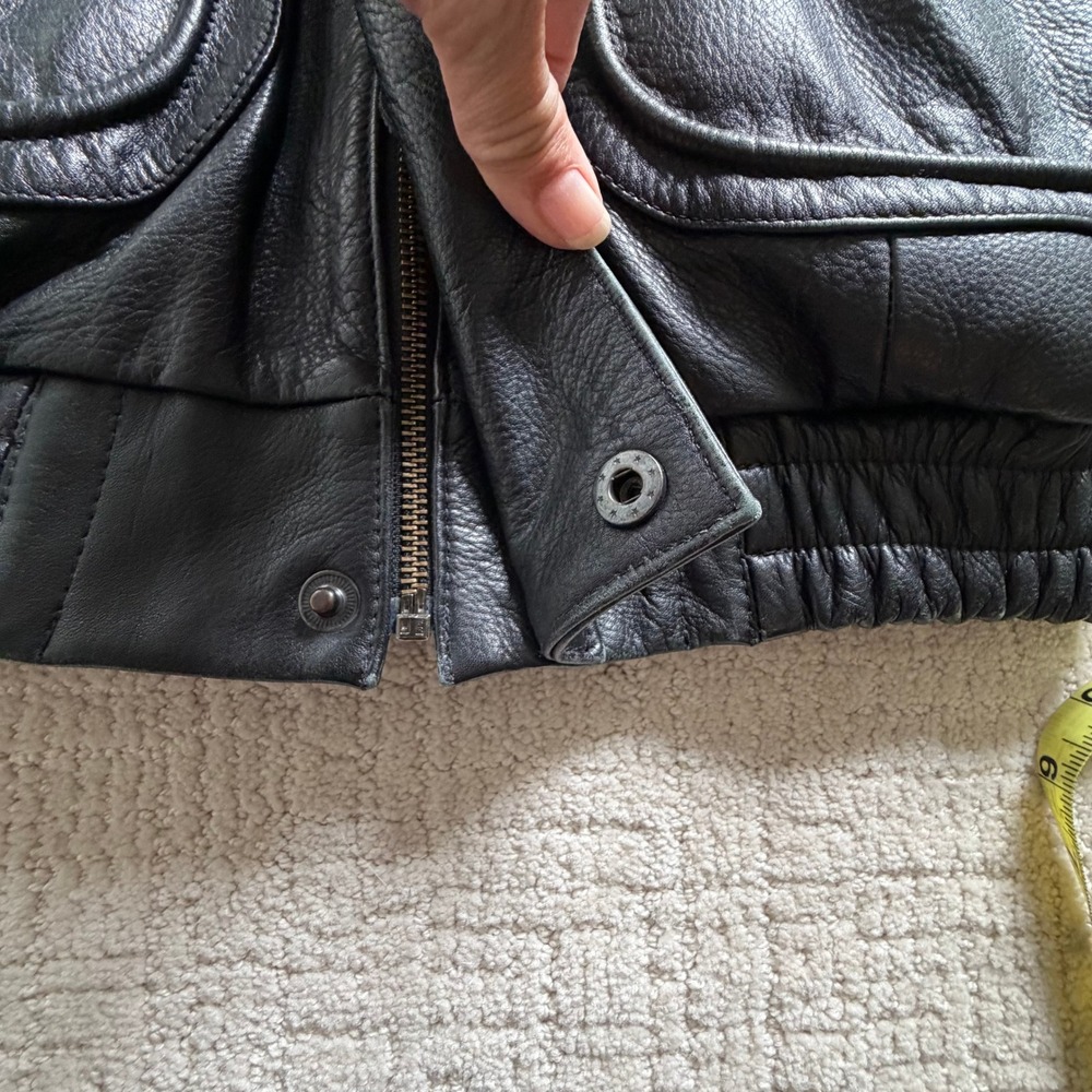 Tobruk Black Genuine Leather Bomber Jacket Vintage Style Mens Size M Heavy - Picture 12 of 14